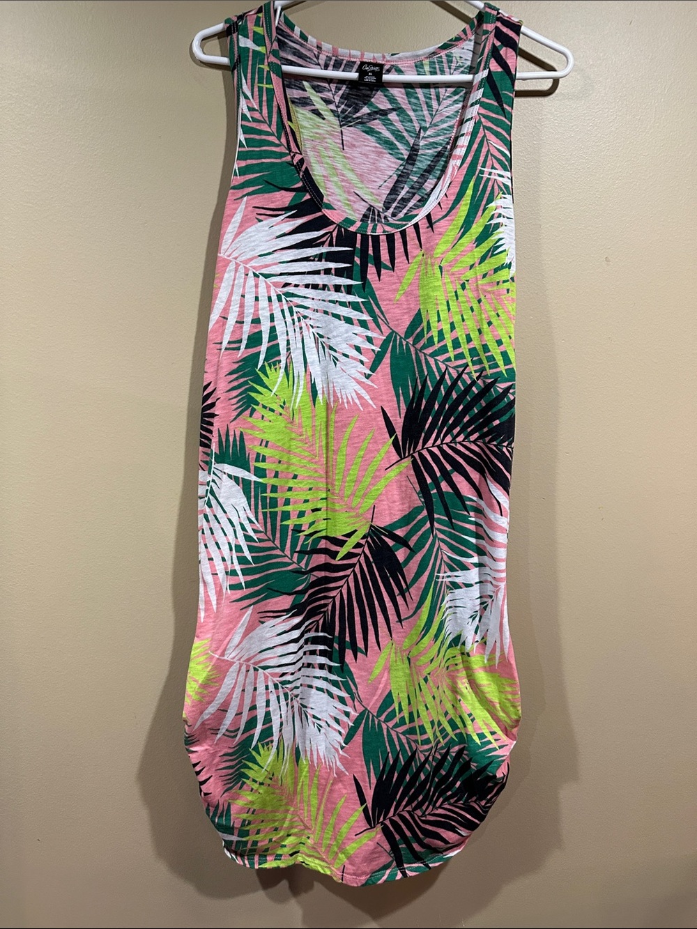City Streets Pink Tropical Palm-Print coverup